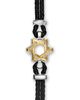 David Yurman David Yurman Streamline Star of David Bracelet in Black Leather with Sterling Silver and 14K Yellow Gold, 18mm - 3