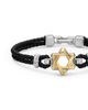 David Yurman David Yurman Streamline Star of David Bracelet in Black Leather with Sterling Silver and 14K Yellow Gold, 18mm - 4