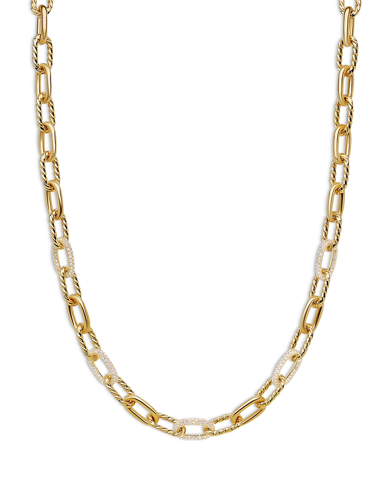 David Yurman Dy Madison Chain Necklace in 18K Yellow Gold with Diamonds, 8.5mm