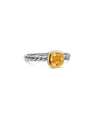 David Yurman Dy Mercer A Color Cable Ring in Sterling Silver with 14K Yellow Gold and Citrine 5.5mm