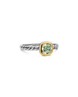 David Yurman Dy Mercer A Color Cable Ring in Sterling Silver with 14K Yellow Gold and Prasiolite 5.5mm