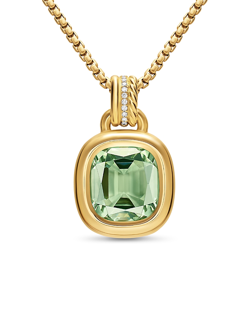 David Yurman Dy Mercer Color Amulet in 18K Yellow Gold with Prasiolite and Diamonds, 13mm