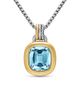 David Yurman Dy Mercer Color Amulet in Sterling Silver with 18K Yellow Gold, Sky Blue Topaz and Diamonds, 13mm - 1