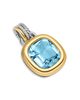 David Yurman Dy Mercer Color Amulet in Sterling Silver with 18K Yellow Gold, Sky Blue Topaz and Diamonds, 13mm - 2