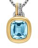 David Yurman Dy Mercer Color Amulet in Sterling Silver with 18K Yellow Gold, Sky Blue Topaz and Diamonds, 13mm - 4