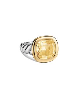 David Yurman Dy Mercer Color Stone Ring in Sterling Silver with 14K Yellow Gold and Champagne Citrine, 13.5mm