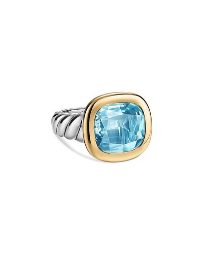 David Yurman Dy Mercer Color Stone Ring in Sterling Silver with 14K Yellow Gold and Sky Blue Topaz, 13.5mm