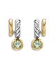 David Yurman Dy Mercer Color Two Row Drop Earrings in Sterling Silver with 18K Yellow Gold and Prasiolite, 19.5mm - 1