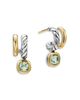 David Yurman Dy Mercer Color Two Row Drop Earrings in Sterling Silver with 18K Yellow Gold and Prasiolite, 19.5mm - 2