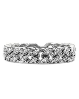 David Yurman Men's Curb Chain Bracelet in Sterling Silver with Diamonds, 14.5mm