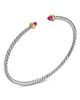 David Yurman Micro Cable Flex Bracelet in Sterling Silver with 14K Yellow Gold and Rubies - 2