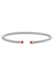David Yurman Micro Cable Flex Bracelet in Sterling Silver with 14K Yellow Gold and Rubies - 3