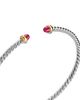 David Yurman Micro Cable Flex Bracelet in Sterling Silver with 14K Yellow Gold and Rubies - 4