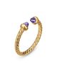 David Yurman Micro Cablespira Flex Open Ring in 18K Yellow Gold with Amethyst, 2.5mm - 2