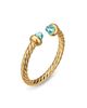 David Yurman Micro Cablespira Flex Open Ring in 18K Yellow Gold with Aquamarine, 2.5mm - 2