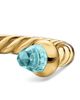 David Yurman Micro Cablespira Flex Open Ring in 18K Yellow Gold with Aquamarine, 2.5mm - 4
