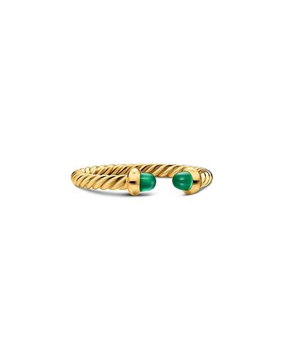 David Yurman Micro Cablespira Flex Open Ring in 18K Yellow Gold with Blue Sapphires, 2.5mm