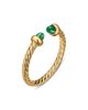 David Yurman Micro Cablespira Flex Open Ring in 18K Yellow Gold with Blue Sapphires, 2.5mm - 2