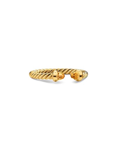 David Yurman Micro Cablespira Flex Open Ring in 18K Yellow Gold with Citrine, 2.5mm