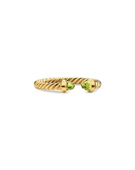 David Yurman Micro Cablespira Flex Open Ring in 18K Yellow Gold with Peridot, 2.5mm