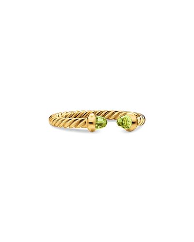 David Yurman Micro Cablespira Flex Open Ring in 18K Yellow Gold with Peridot, 2.5mm
