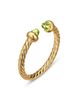 David Yurman Micro Cablespira Flex Open Ring in 18K Yellow Gold with Peridot, 2.5mm - 2
