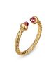 David Yurman Micro Cablespira Flex Open Ring in 18K Yellow Gold with Pink Tourmalines, 2.5mm - 2