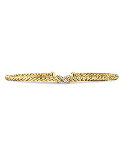 David Yurman Micro Cablespira Flex Petite X Bracelet in 18K Yellow Gold with Diamonds, 2.6mm