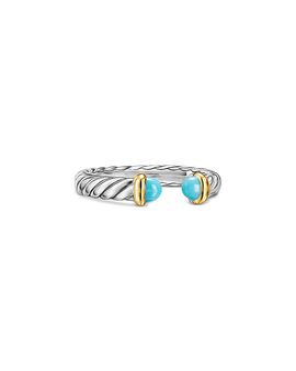 David Yurman Petite Cable Open Ring in Sterling Silver with 14K Yellow Gold, 3.4mm