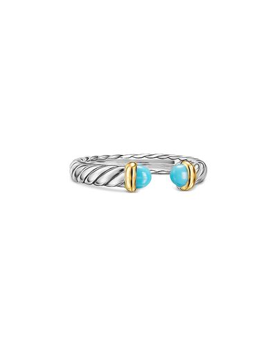 David Yurman Petite Cable Open Ring in Sterling Silver with 14K Yellow Gold, 3.4mm
