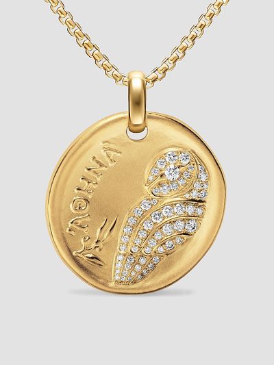 David Yurman Women's Athena Medallion Amulet in 18K Yellow Gold with Diamonds, 28.3MM