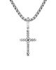 David Yurman Women's Classic Cable Cross Pendant in Sterling Silver with Center Diamond, 24mm - 5