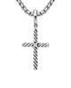 David Yurman Women's Classic Cable Cross Pendant in Sterling Silver with Center Diamond, 24mm - 6
