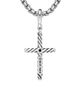 David Yurman Women's Classic Cable Cross Pendant in Sterling Silver with Center Diamond, 24mm - 7