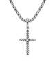David Yurman Women's Classic Cable Cross Pendant in Sterling Silver with Center Diamond, 24mm - 8