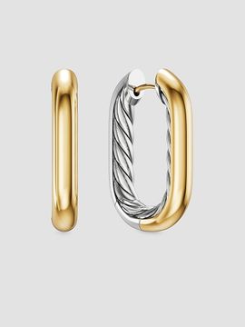 David Yurman Women's DY Madison Smooth Hoop Earrings in Sterling Silver with 14K Yellow Gold
