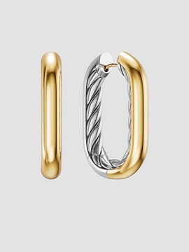 David Yurman Women's DY Madison Smooth Hoop Earrings in Sterling Silver with 14K Yellow Gold, 29.5MM