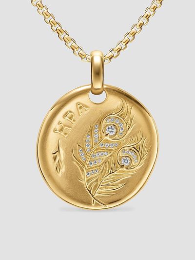 David Yurman Women's Hera Medallion Amulet in 18K Yellow Gold with Diamonds, 28.3MM