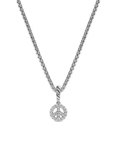 David Yurman Women's Micro Pavé Peace Sign Amulet in Sterling Silver with Diamonds, 7.6MM