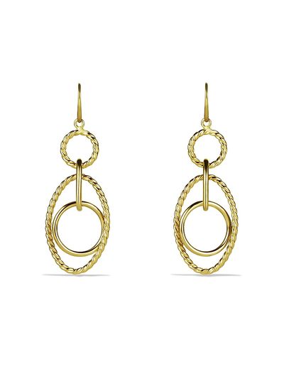 David Yurman Women's Mobile Chain Link Drop Earrings in 18K Yellow Gold, 37mm