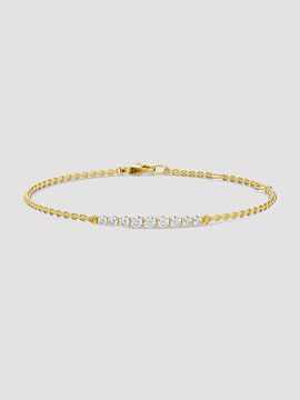 David Yurman Women's Petite Pavé Tapered Bar Chain Bracelet in 18K Yellow Gold with Diamonds, 1.5MM