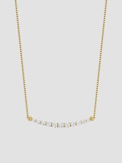 David Yurman Women's Petite Pavé Tapered Bar Necklace in 18K Yellow Gold