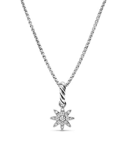 David Yurman Women's Petite Starburst Pendant in Sterling Silver with Full Pavé Diamonds, 10MM