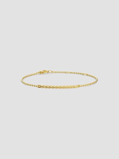 David Yurman Women's Sculpted Cable Bar Chain Bracelet in 18K Yellow Gold, 2MM