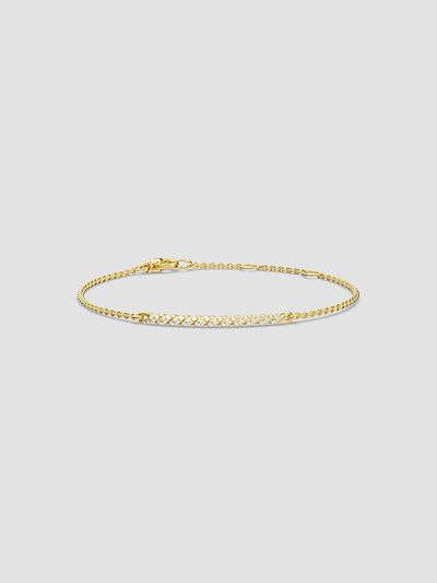 David Yurman Women's Sculpted Cable Bar Chain Bracelet in 18K Yellow Gold with Diamonds, 2MM