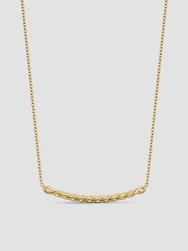 David Yurman Women's Sculpted Cable Bar Necklace in 18K Yellow Gold, 2.7MM