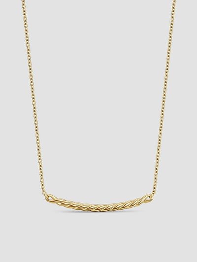 David Yurman Women's Sculpted Cable Bar Necklace in 18K Yellow Gold, 2.7MM