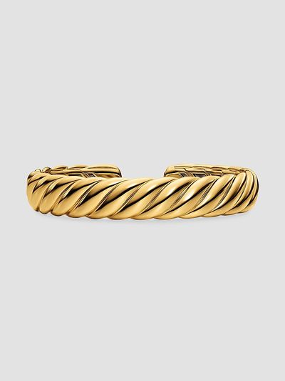 David Yurman Women's Sculpted Cable Flex Bracelet in 18K Yellow Gold, 11MM
