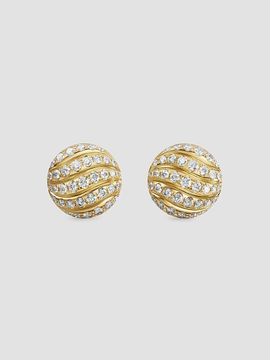 David Yurman Women's Sculpted Cable Stud Earrings in 18K Yellow Gold with Diamonds, 9MM