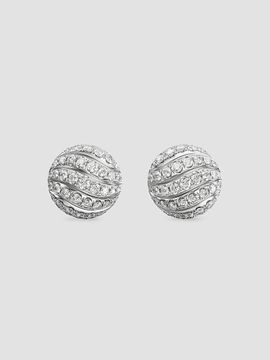 David Yurman Women's Sculpted Cable Stud Earrings in Sterling Silver with Diamonds, 9MM